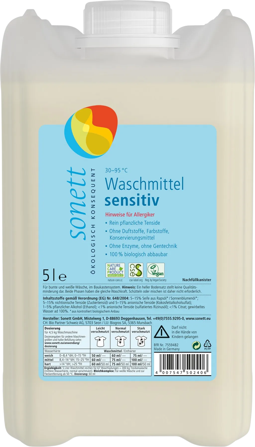 Waschmittel "sensitiv", 5 l, von Sonett