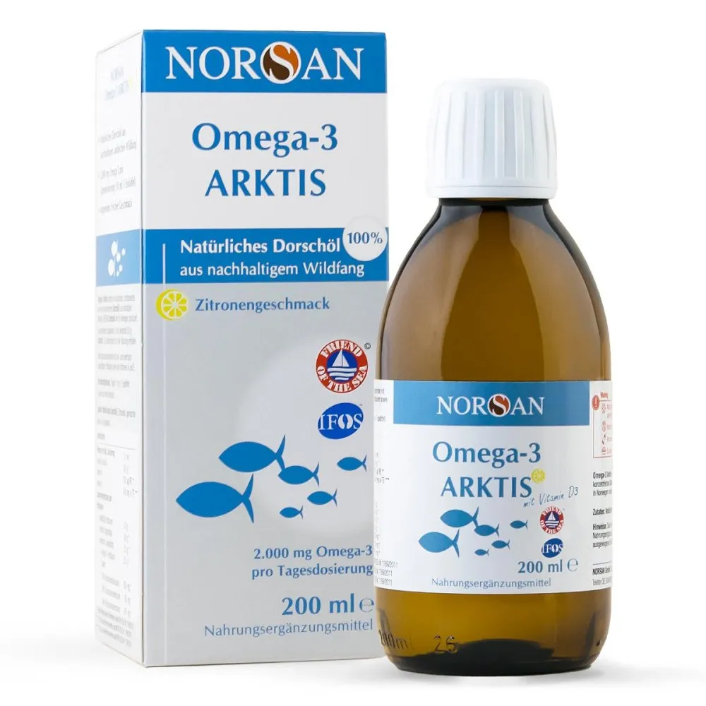 Omega-3 ARKTIS Dorschöl, Zitronengeschmack, 200 ml, von Norsan
