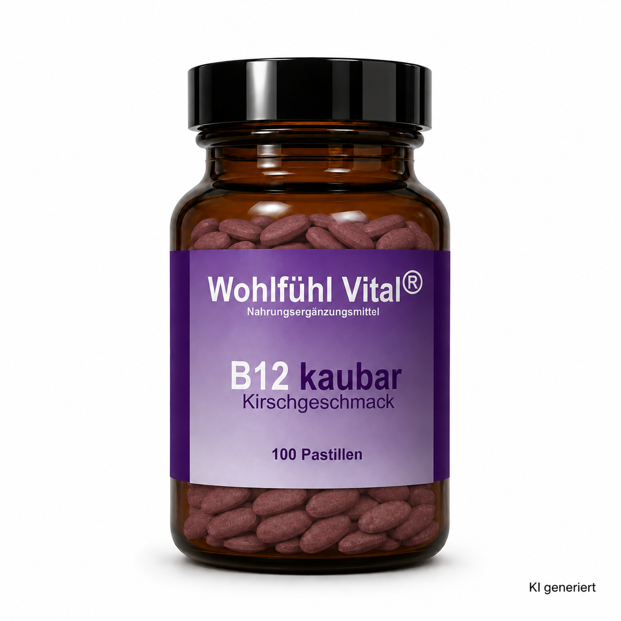 B12 kaubar 500µg, 100 Lutschpastillen im Glas, von Wohlfühl Vital®