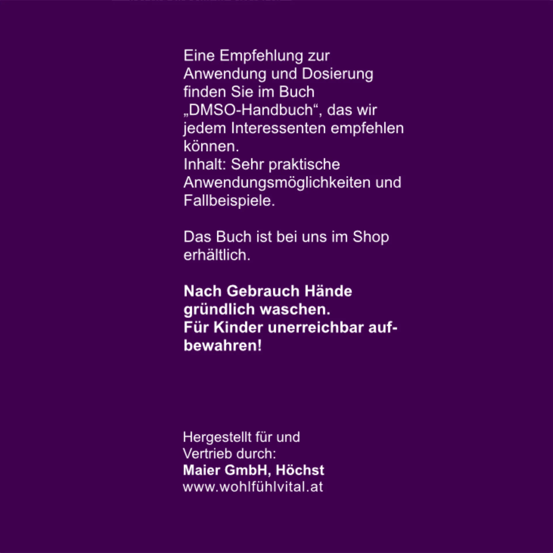 DMSO-Lösung 60% mit Magnesium, 100 ml Spray, von Wohlfühl Vital®