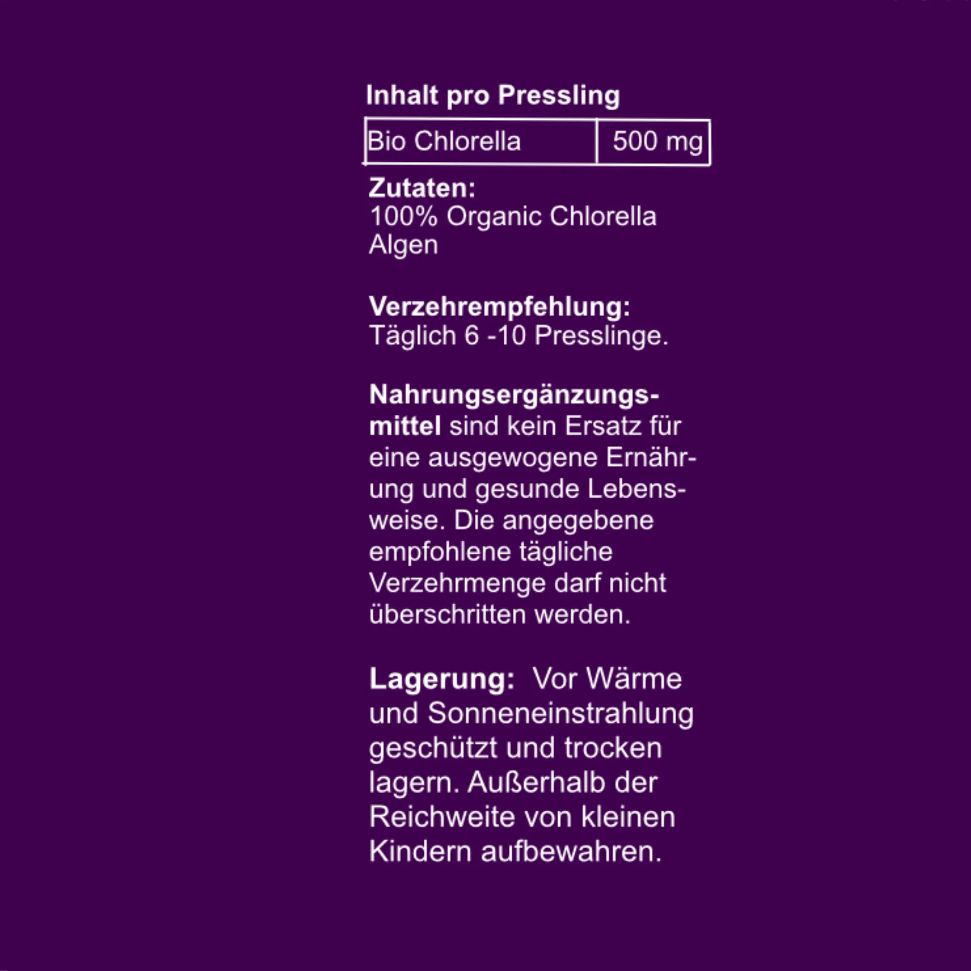 Bio Chlorella, 150 Presslinge, Nachfüllpackung, von Wohlfühl Vital®