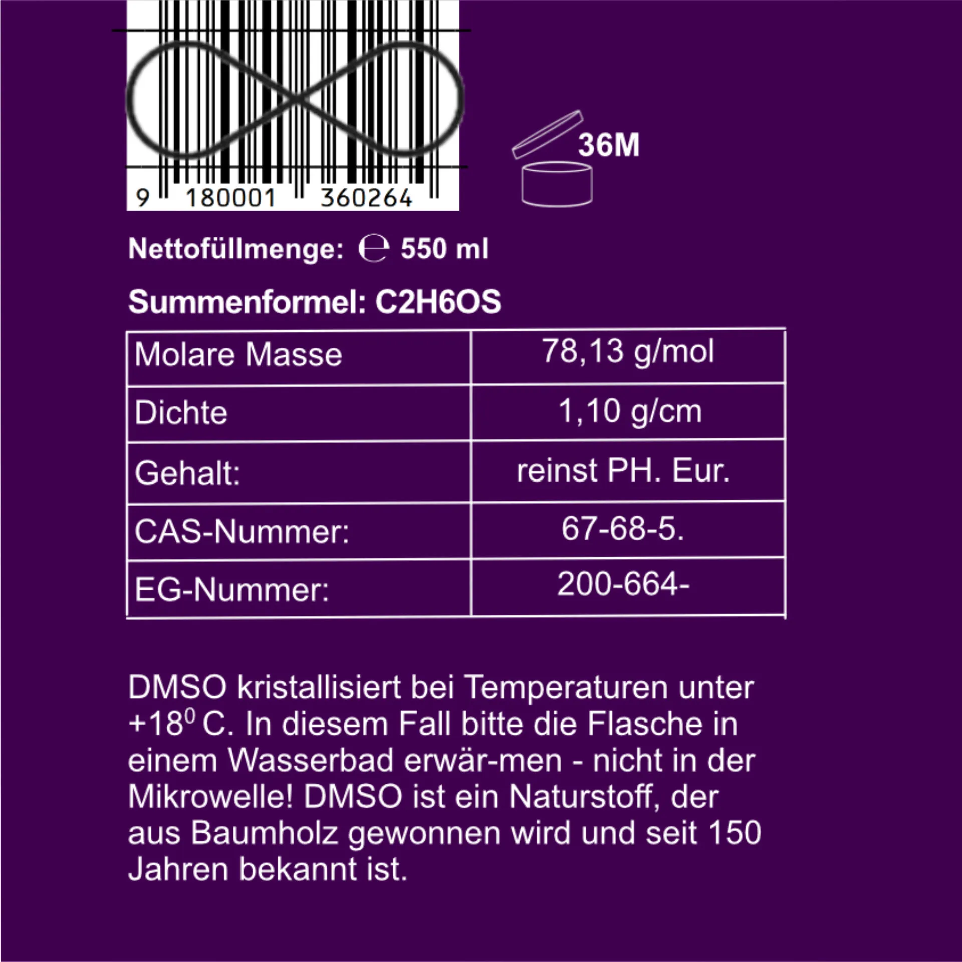 DMSO 99,9%, 550 ml, von Wohlfühl Vital®