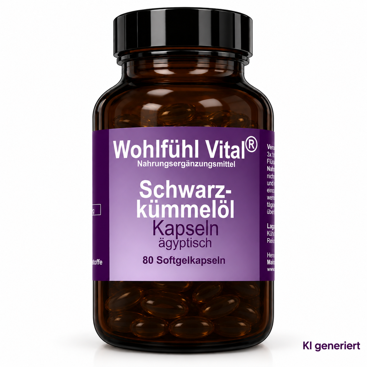 Schwarzkümmelöl ägyptisch, 80 Kapseln im Glas, von Wohlfühl Vital®