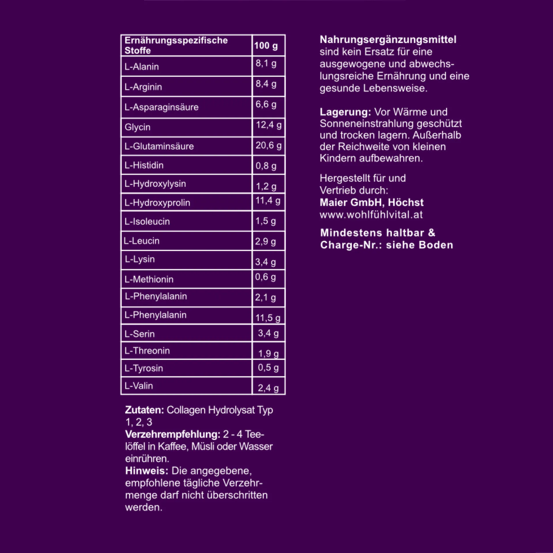 SEPTEMBER AKTION: Collagen Hydrolysat, 500 g, von Wohlfühl Vital® statt € 29,00