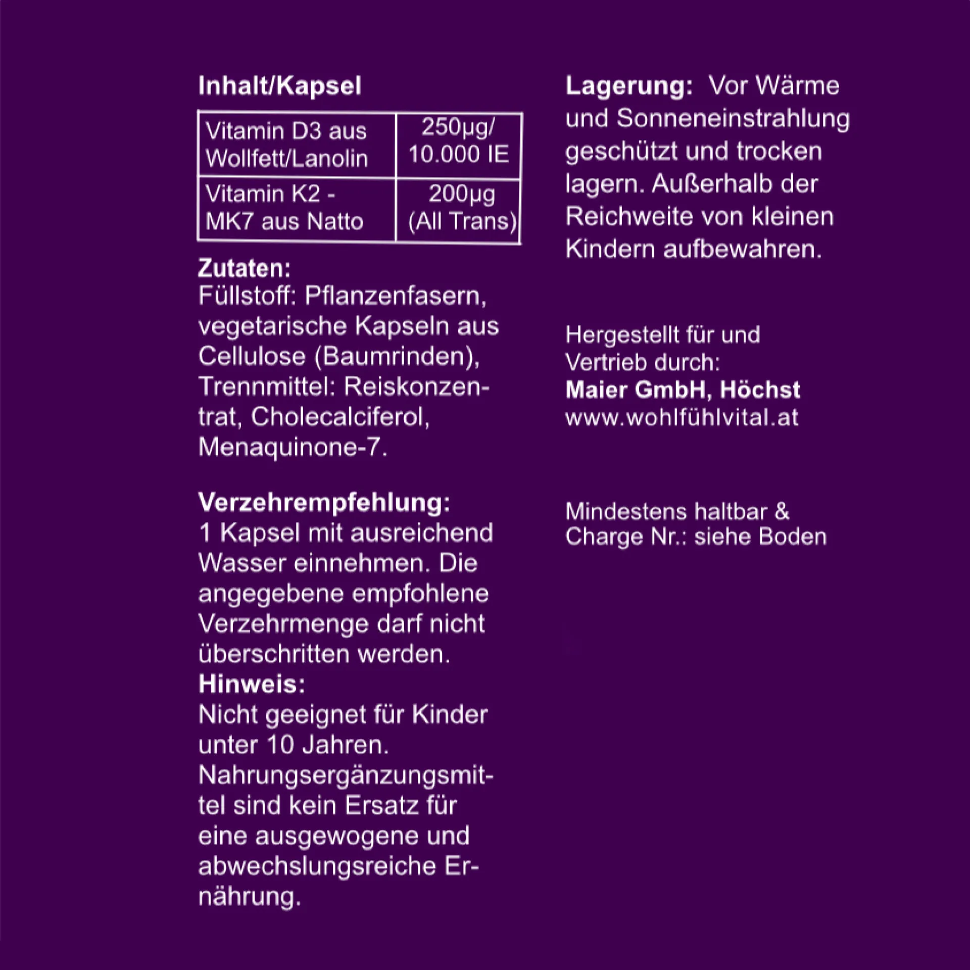 D3/K2, 100 Kapseln, von Wohlfühl Vital®