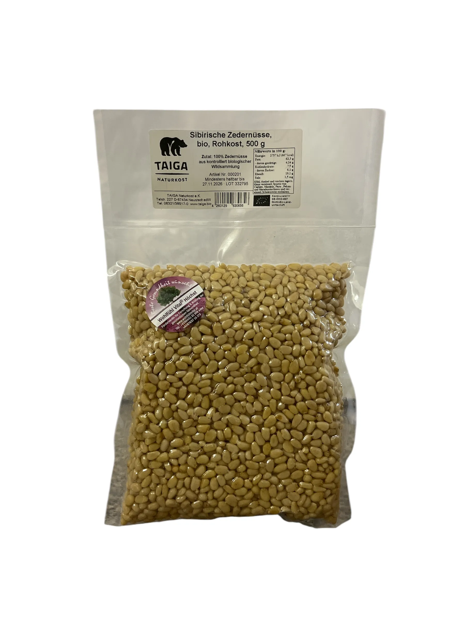 Sibirische Zedernnüsse, 500 g, von Taiga