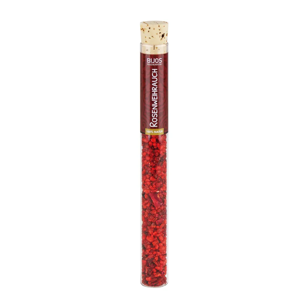 Räucherwerk "Rosenweihrauch", 19,5 g im Glasröhrchen, von Bijos
