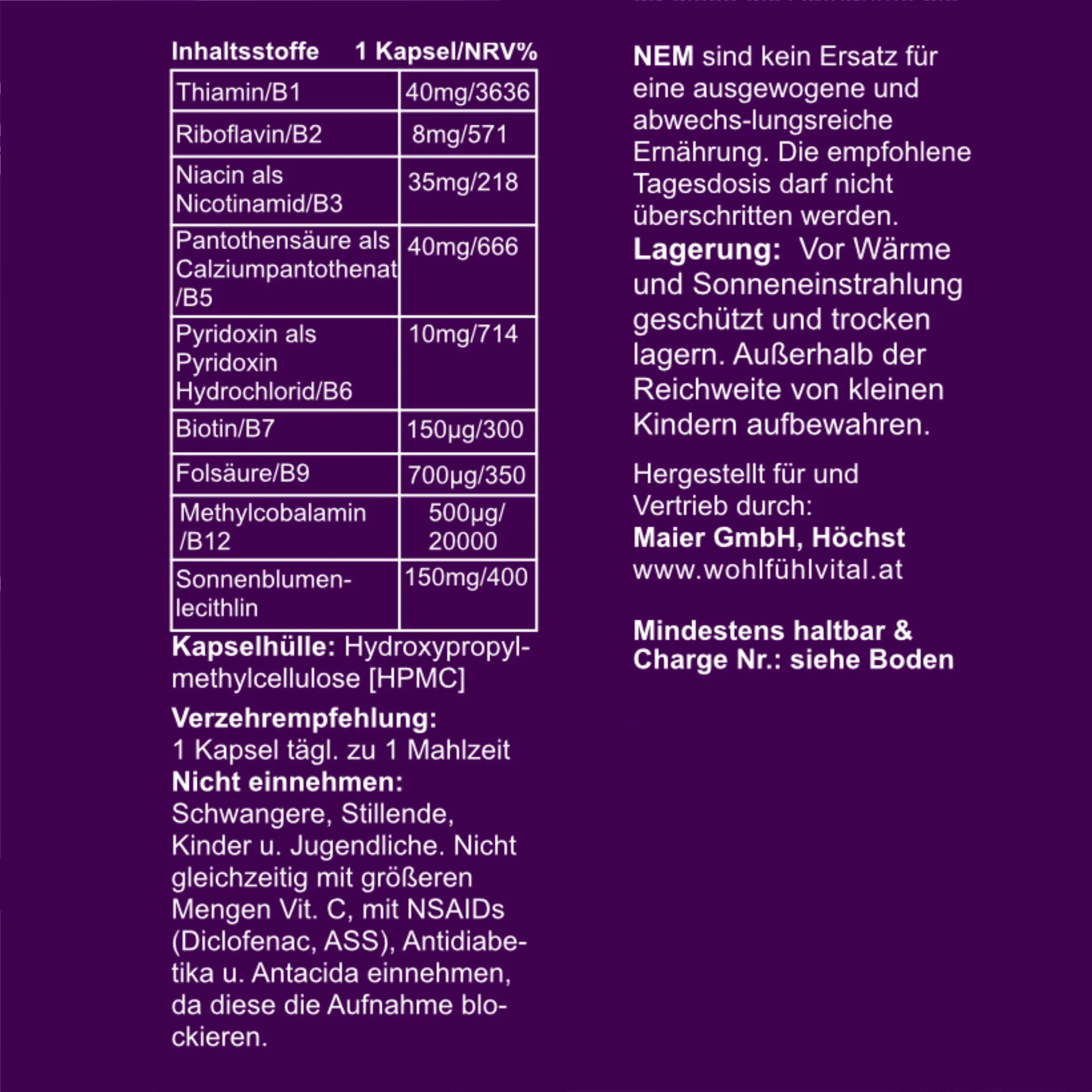 B-Komplex, 90 Kapseln Nachfüllpackung, von Wohlfühl Vital®