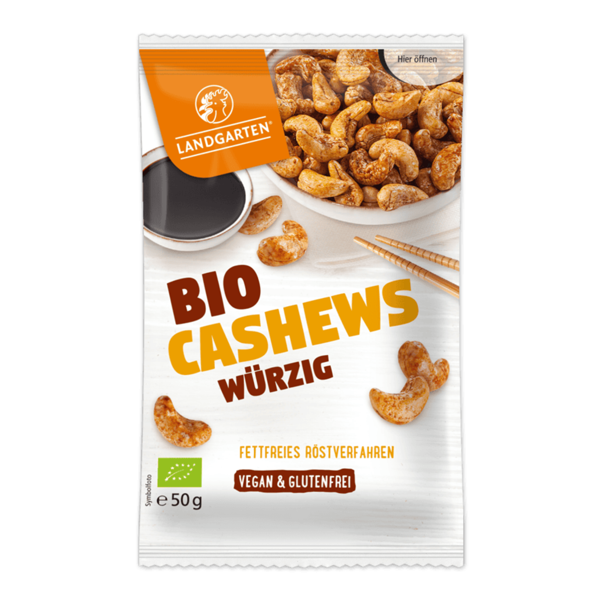 Bio Cashews, würzig, 50 g, von Landgarten
