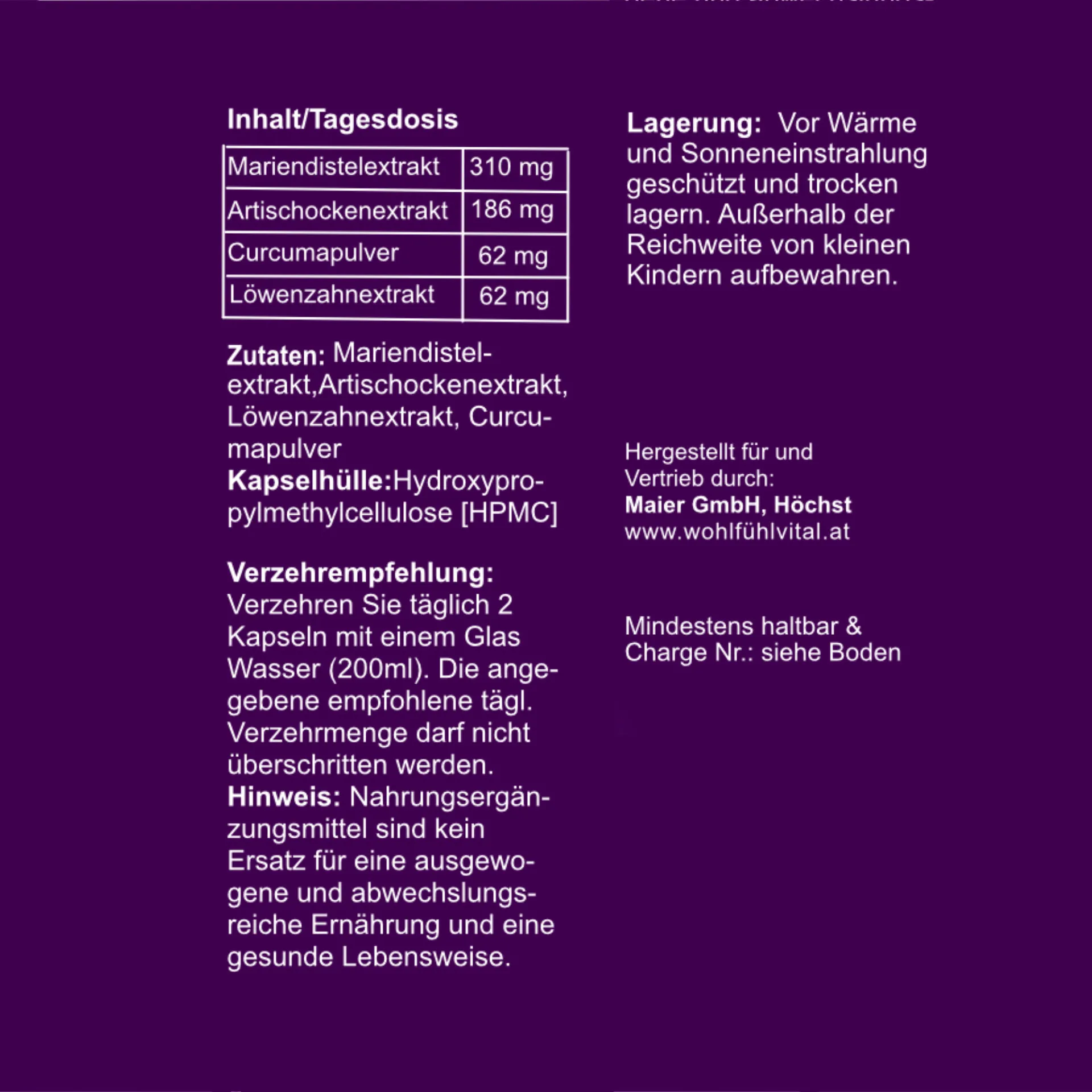 Mariendistel Komplex, 120 Kapseln, von Wohlfühl Vital®