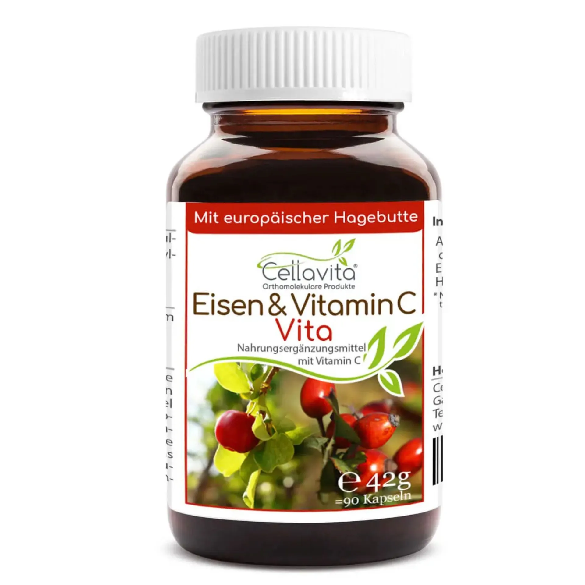 Eisen & Vitamin C Vita, 90 Kapseln im Glas, von Cellavita
