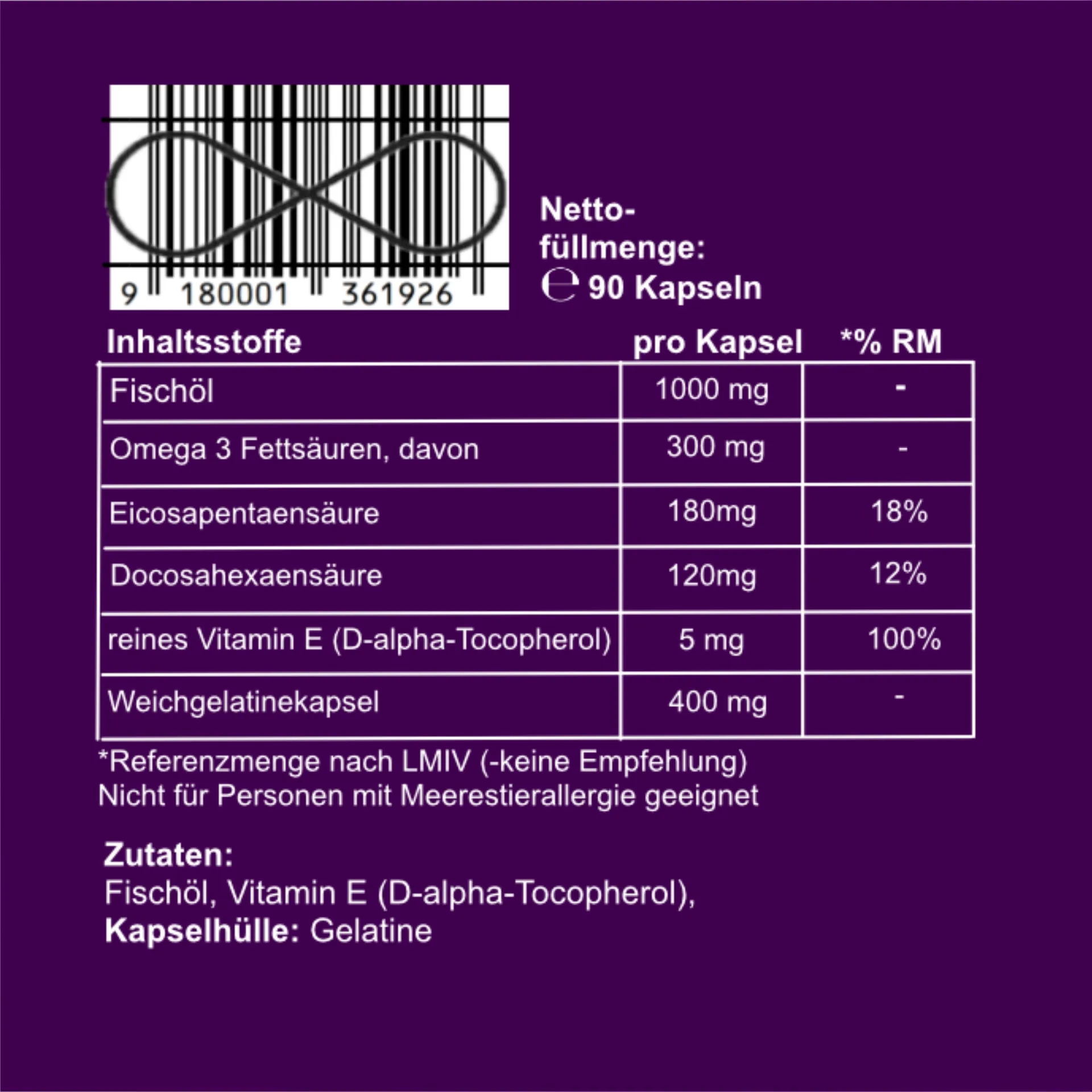 Omega-3, 90 Kapseln im Glas, von Wohlfühl Vital