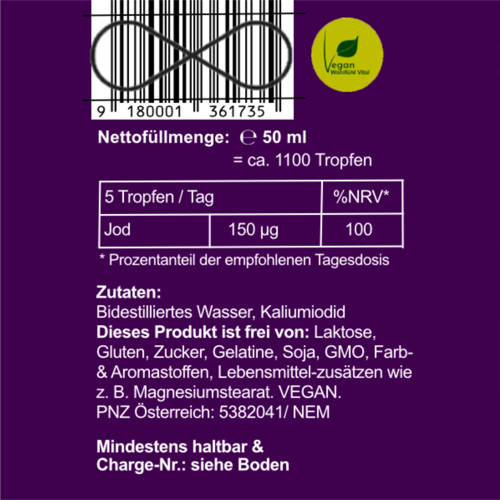 Jod Tropfen, 150 µg, 50 ml, von Wohlfühl Vital®