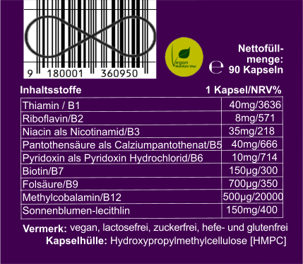 B-Komplex, 90 vegane Kapseln im Glas, von Wohlfühl Vital®