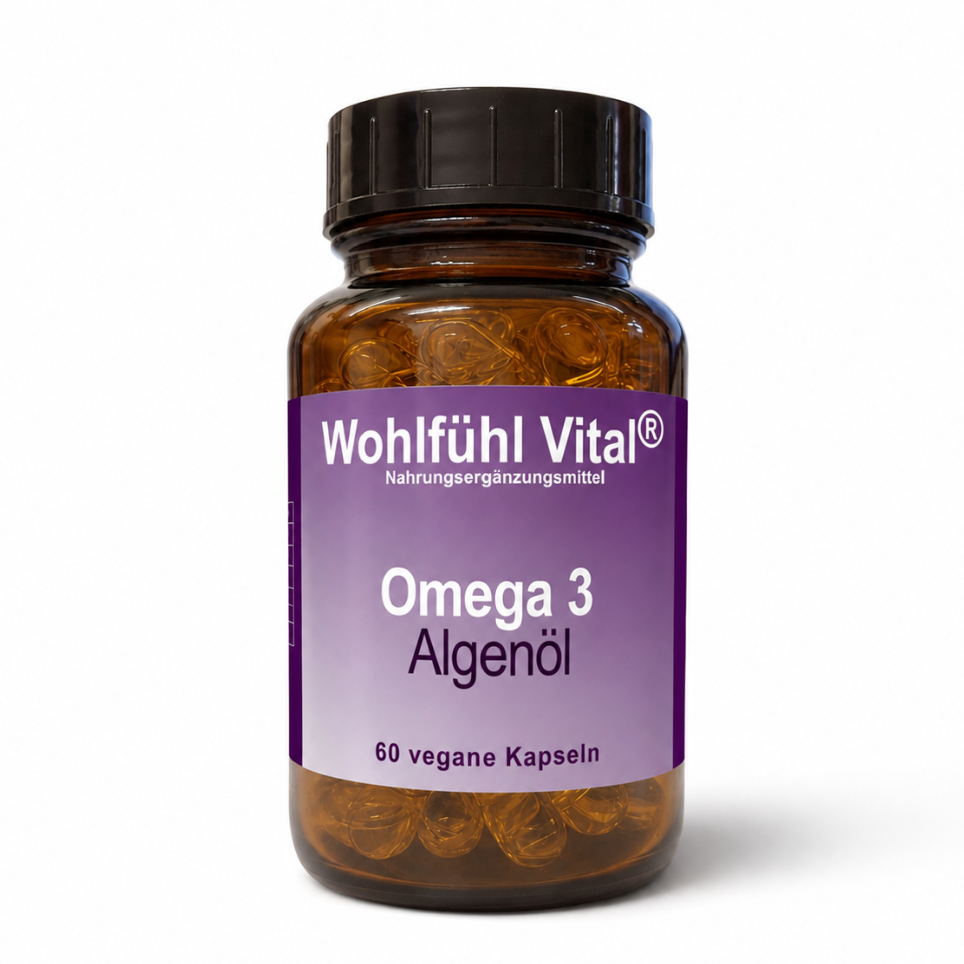 Omega-3 Algenöl, 60 vegane Kapseln im Glas, von Wohlfühl Vital®