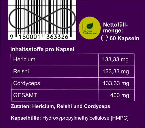PilzVital, 60 vegane Kapseln im Glas, von Wohlfühl Vital®
