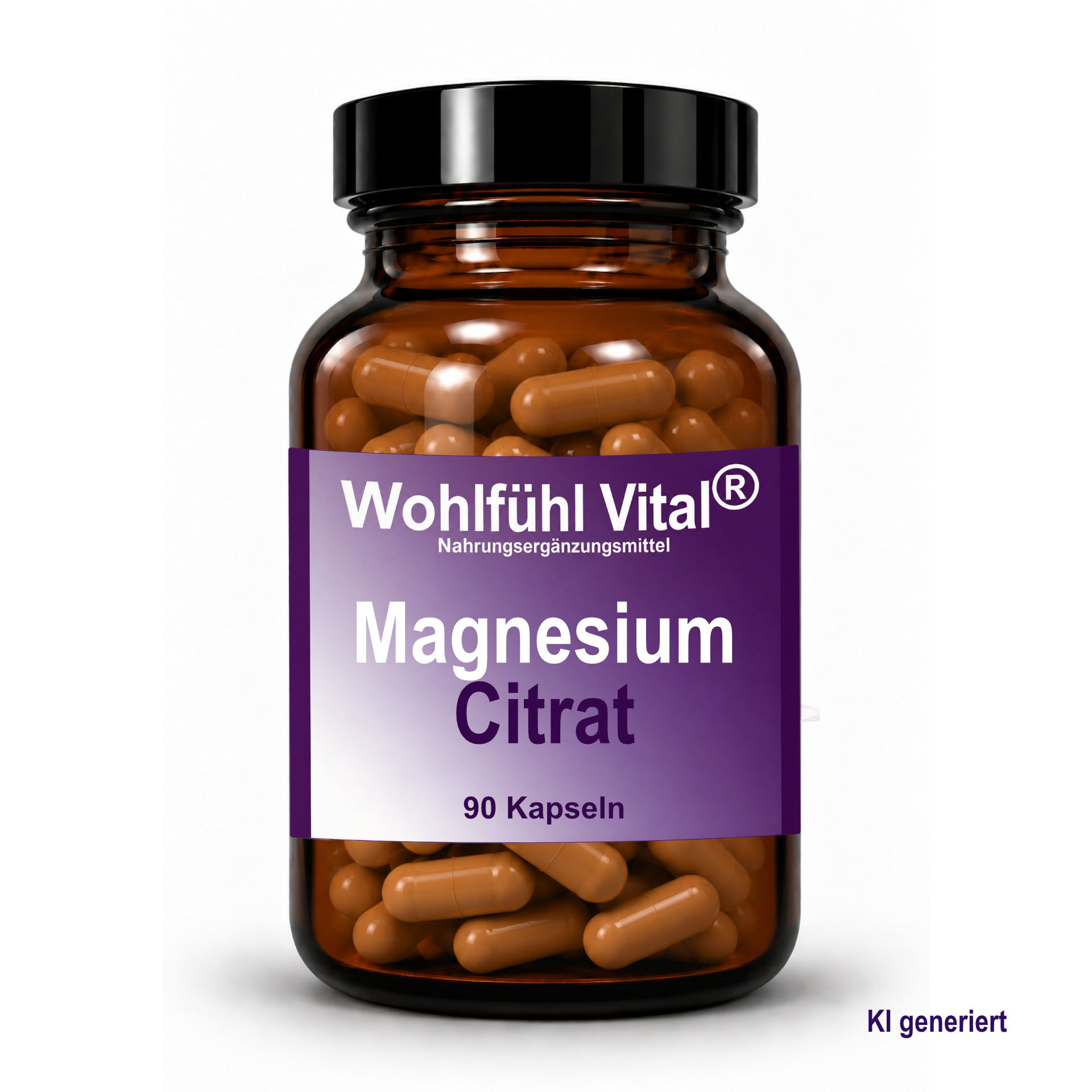Magnesium Citrat, 90 Kapseln im Glas, von Wohlfühl Vital®