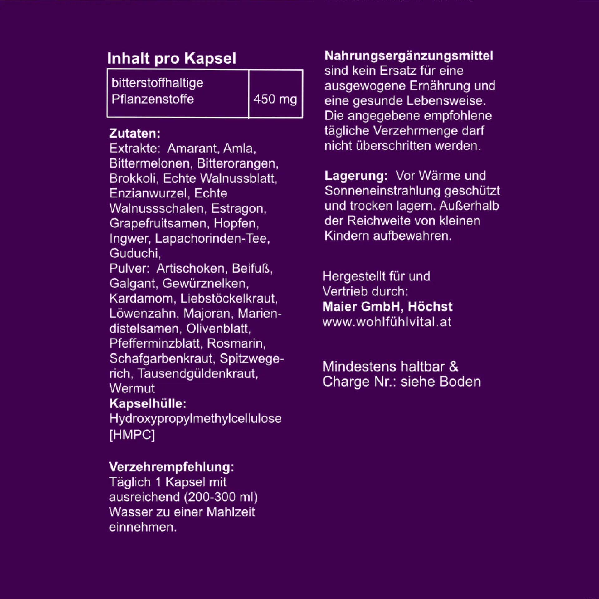Amara Vital, Bitterstoffe, 60 VKapseln von Wohlfühl Vital®