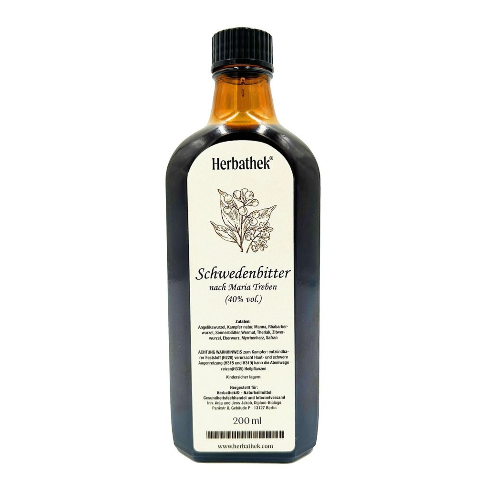 Schwedenbitter nach Maria Treben (40% vol.), 200 ml, von Herbathek®