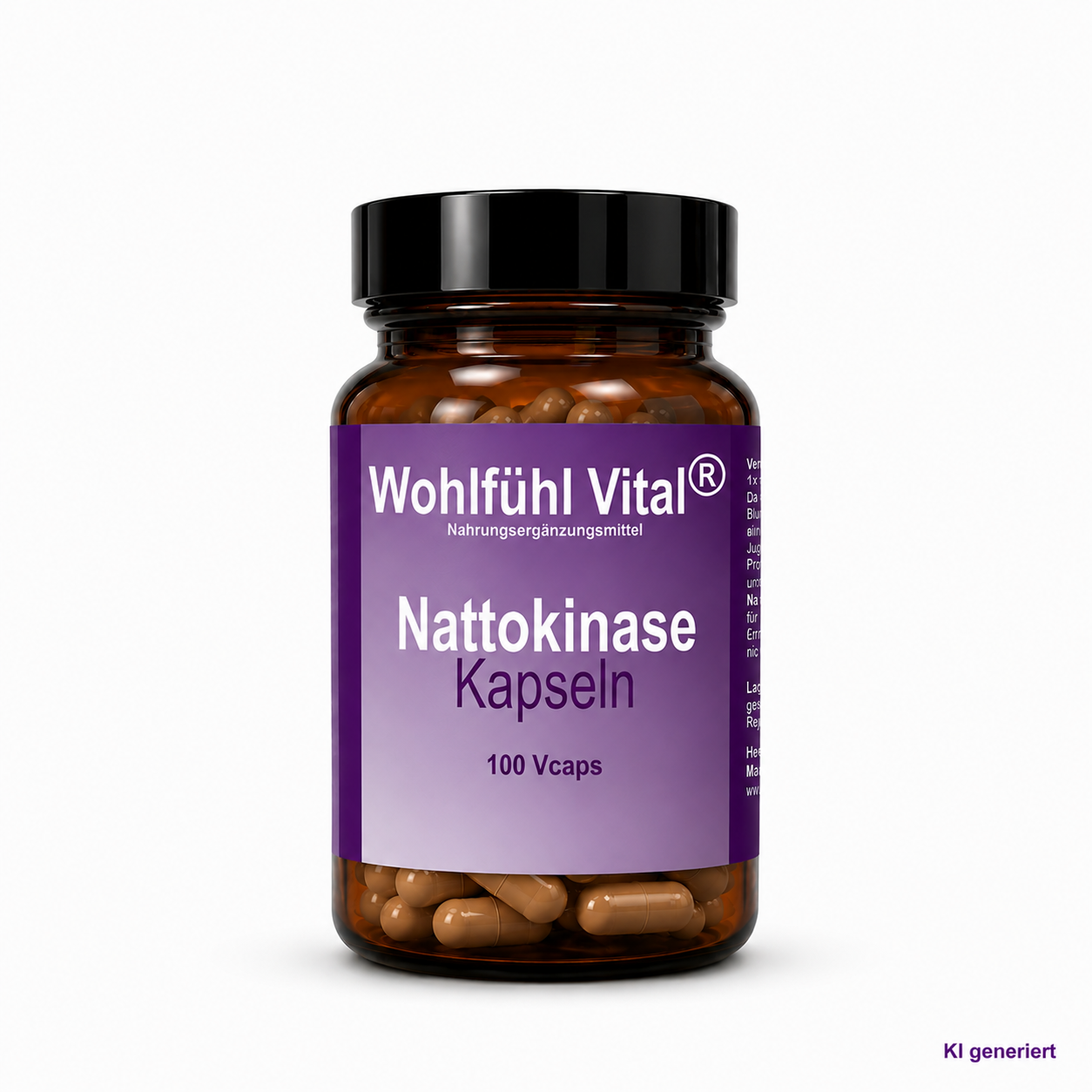 Nattokinase mit Leinsamen, 100 Kapseln im Glas, von Wohlfühl Vital