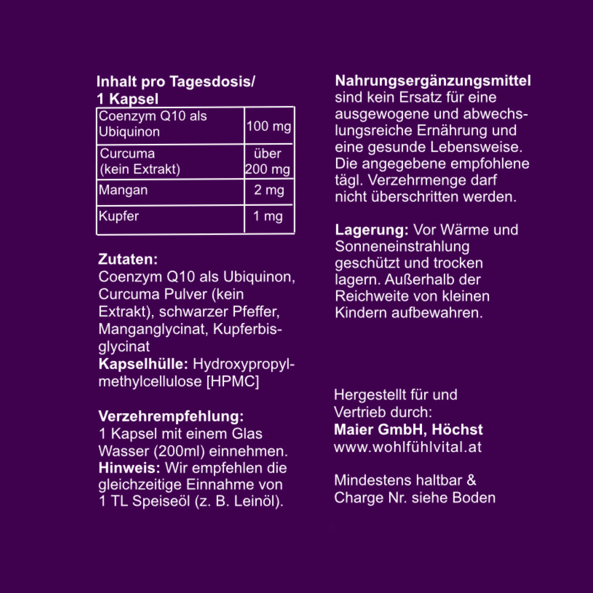 Q10 Plus, 120 Kapseln Nachfüllpackung, von Wohlfühl Vital