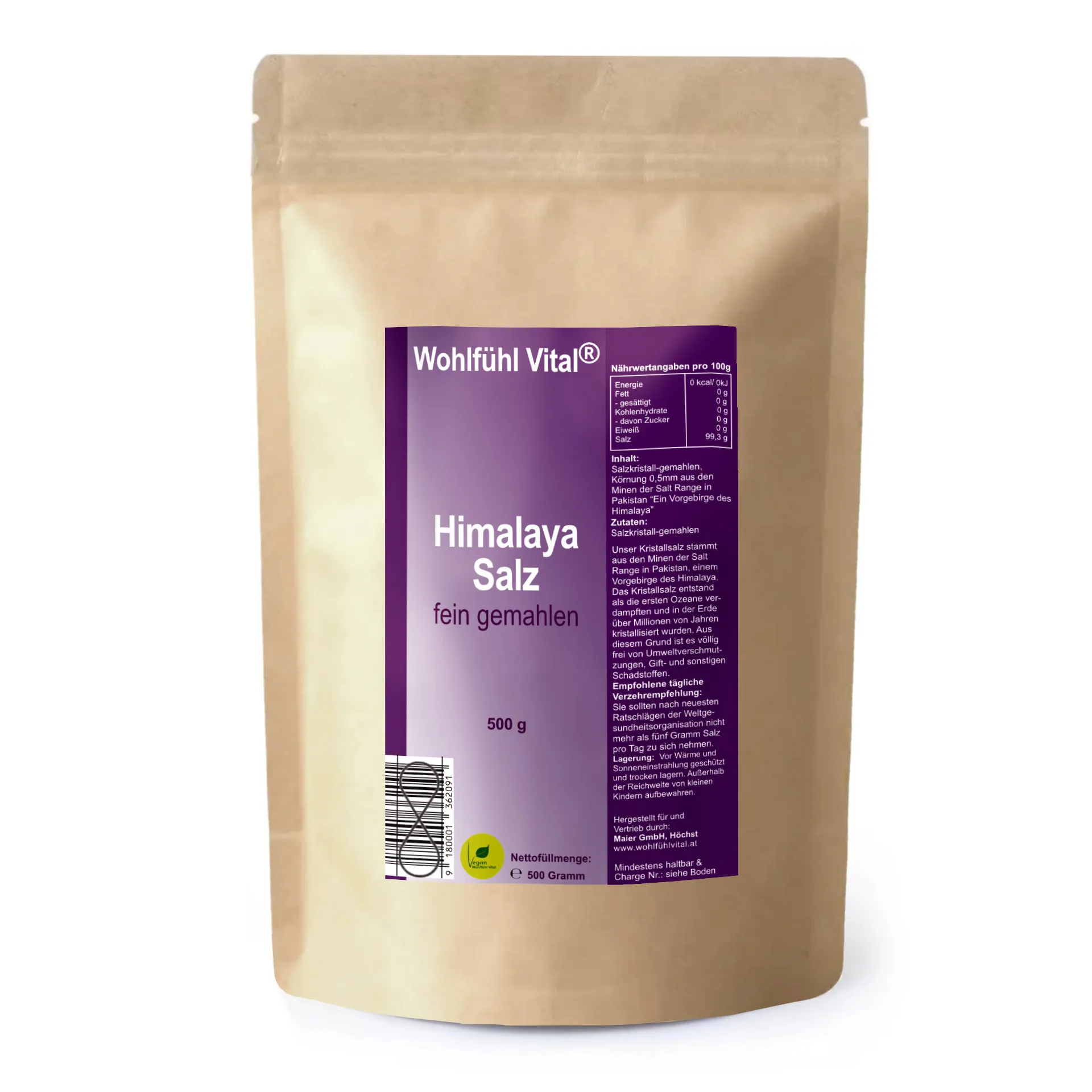 Himalaya Salz, fein gemahlen, 500 g, von Wohlfühl Vital®