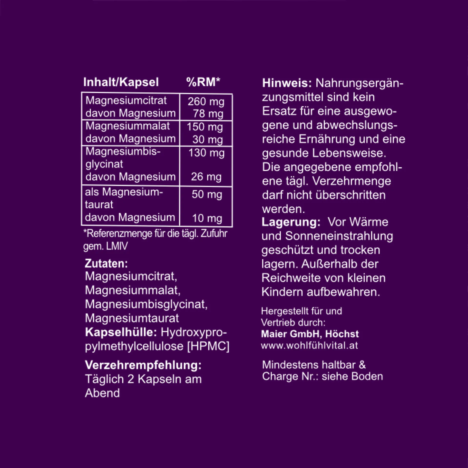 Magnesium Mix, 160 Kapseln Nachfüllpackung, von Wohlfühl Vital®