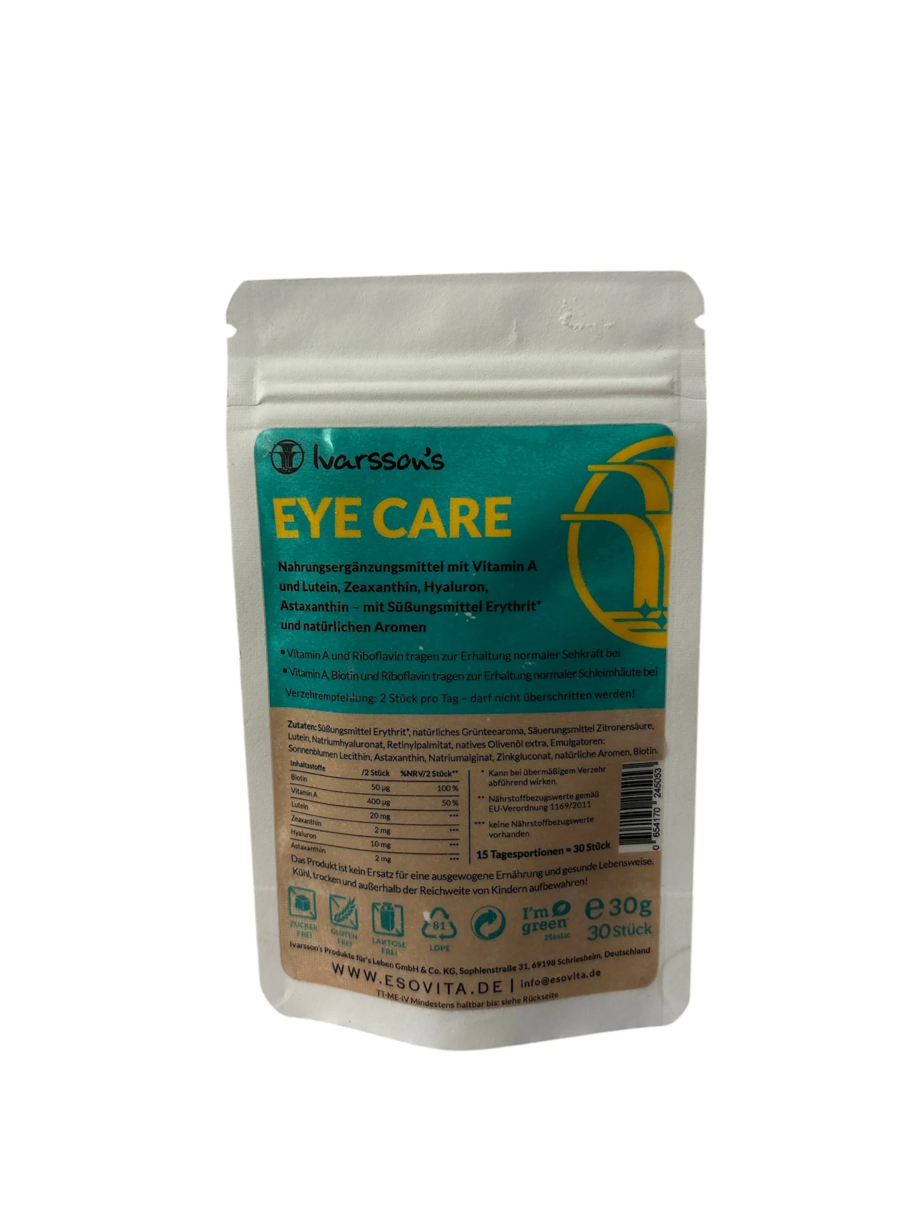 Eye Care, Die NEUEN Eye Care Augen Bonbons, 30 Stück, von Ivarsson